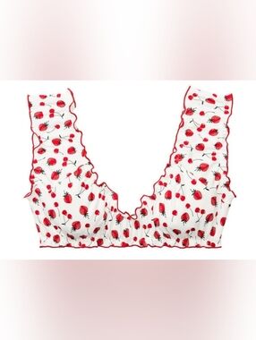 M XL XXL PINK By Frankies Bikinis Hudson Bikini Top Strawberry Cherry